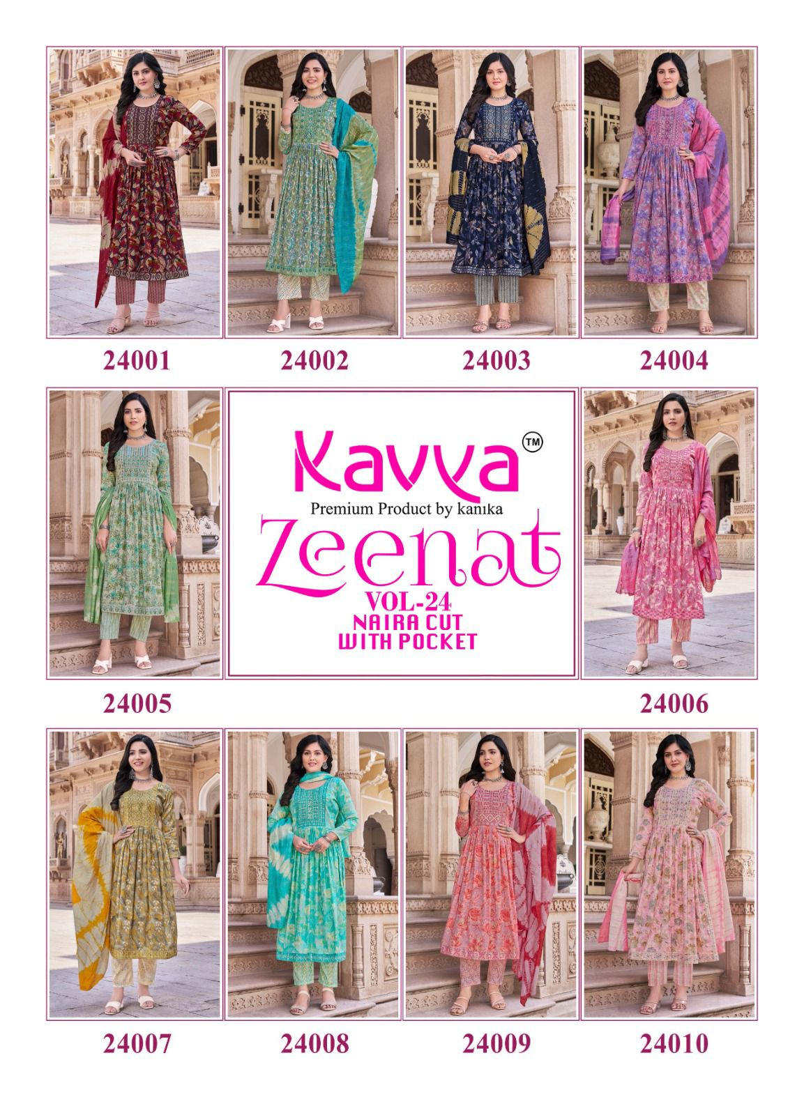 Zeenat Vol 24 By Kavya Foil Printed Kurti Bottom With Dupatta Suppliers In India